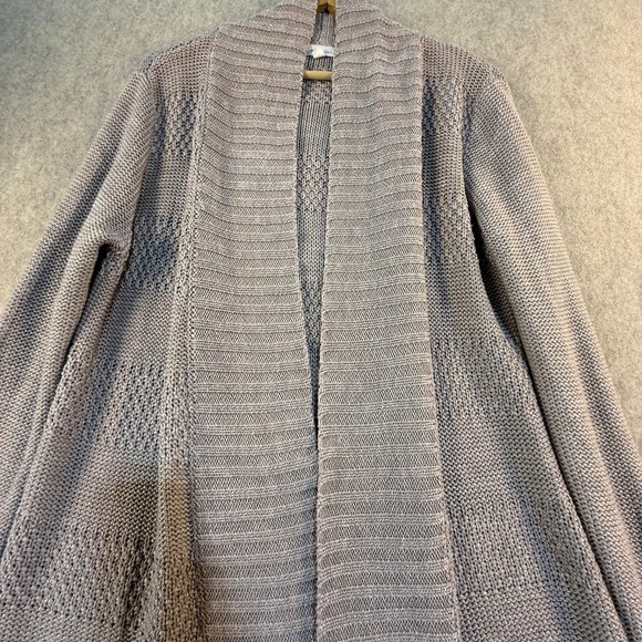 Honey Punch Womens Mauve Open Front Cardigan Sweater Mixed Stitch Medium - Picture 2 of 5